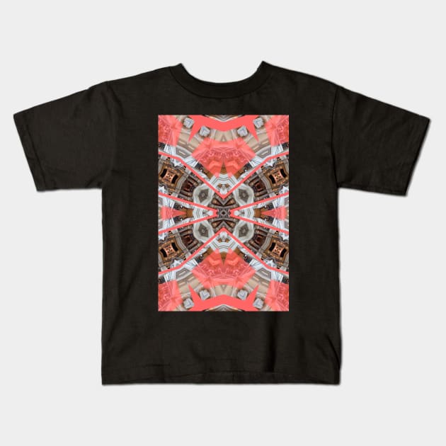 Living Coral Pantone Colour of the Year 2019 pattern decoration with neoclassical architecture Kids T-Shirt by Reinvention